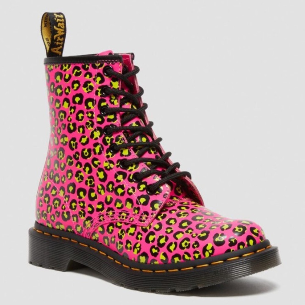 Dr. AirWair Martens 1460 LEOPARD SMOOTH LEATHER LACE UP BOOTS